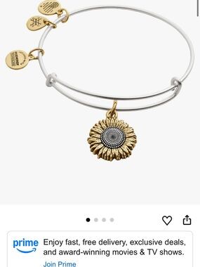 Alex and Ani Two-Tone Sunflower Charm Bangle Bracelet